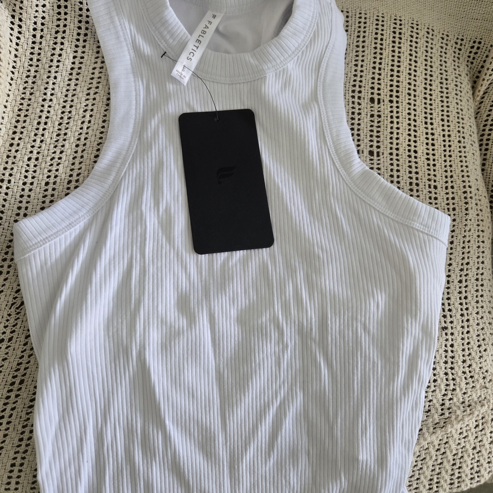 Fabletics White Ribbed Tank Top